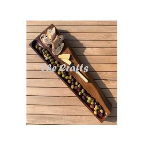 Bandeja para servir alimentos de diseño antiguo en bandeja de aperitivos para servir martillado de acero inoxidable con asas de aluminio a granel - Product Image 5