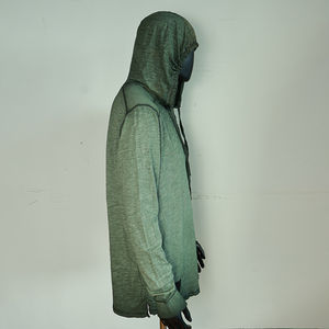 Wholesale Custom Embroidery 1 4 Button Kangaroo Pocket 300gsm 450gsm <b>Green</b> Fleece Heavyweight Blank <b>Hoodie</b> - Product Image 5