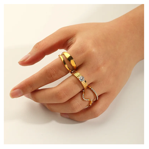 Ins Popular 18K oro plata Acero inoxidable moda impermeable joyería regalo Gran ancho grueso anillo de dedo liso de la India - Product Image 4