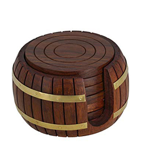 Galvanized Wood Round Coaster Set of 4 Pcs, Drink Coasters for Coffee <b>Table</b>, <b>Table</b> <b>Protection</b> Drink Coasters for Farmhouse - Product Image 3