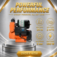 Pompa Booster Self Priming 390W dengan Layar Digital Cerdas, Proteksi Otomatis Kekurangan Air, Pompa Tekanan Pipa Rumah Tangga
