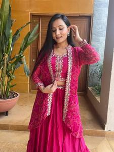 Lehenga Choli marron lourd brodé avec haussement d'épaules Dupatta, 9m Flair, entièrement cousu, vêtements traditionnels indiens Lehengas - Product Image 3