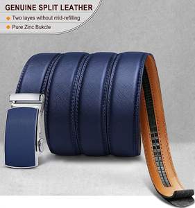 Ceintures en cuir véritable de haute qualité avec boucle à cliquet Nouvelles ceintures élégantes OEM pour hommes aux prix de gros Logo personnalisé - Product Image 3