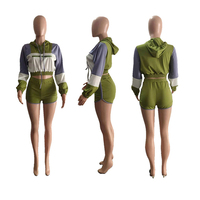 Maillot de bain personnalisé pour femme, color block, à capuche, manches longues, ensemble 2 pièces avec short, protection solaire, fabricant OEM, fournisseur
