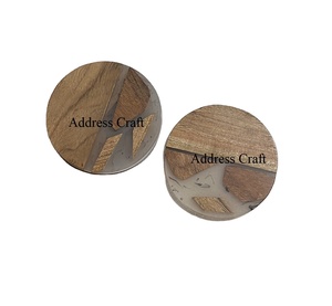 Custom Logo Eco-Friendly Handmade Natural Wood/White <b>Coasters</b> <b>Set</b> 4 Inch Table Decorate Birthday Party Kitchenware High Quality - Product Image 1