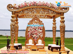 Tusk d'éléphant indien du sud Mandap aux États-Unis intérieur perle or mariage Mandap décoration tronc d'éléphant pilier mariage Mandap ensemble - Product Image 5