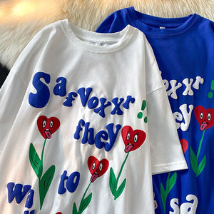 เสื้อยืดผ้าฝ้าย100% โฟมพิมพ์ลายกราฟิกโอเวอร์ไซส์ทรงหลวมพอดีสำหรับผู้ชายพิมพ์ลายกราฟิคสำหรับ3D - Product Image 5