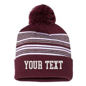 Gorros de lana 100% personalizados para invierno, gorros de alta calidad en varios colores, diseño a rayas, logotipo bordado, para viaje - Product Image 1