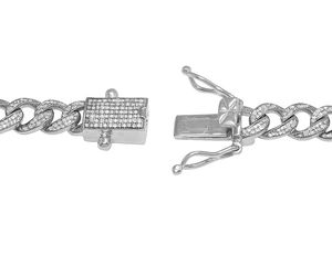 Luxurious Iced Hip Hop S925 Silver Rhodium Plated Link Chain <b>Necklace</b> With Moissanite <b>Diamond</b> Cuban Style - Product Image 6