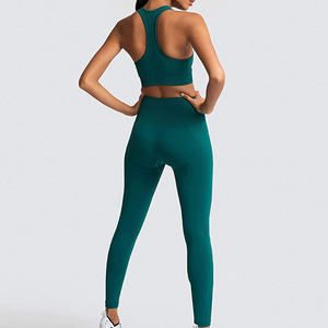 Séchage rapide taille haute femmes vêtements actifs ensemble bout à bout Leggings Spandex vêtements de sport soutiens-gorge sport et Fitness ensembles sans couture vêtements de Yoga - Product Image 3