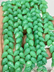 Calcedoine Chrysos Naturelle AAA, Facettée, Forme Goutte d'Eau, Perforation Fantaisie, Fil de 8 Pouces, 6x9mm environ - Product Image 6