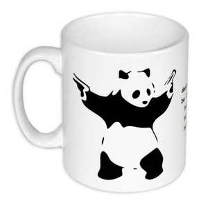 Taza de Café de Cerámica con Diseño de Panda de Banksy 'Destroy Racism', Capacidad de 240 ml, Apta para Microondas, Asa de Arcilla Novedosa, Disponible para Regalos - Product Image 3