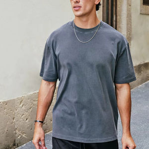 T-shirt en coton délavé à l'acide pour homme, best-seller, impression personnalisée, broderie, manches courtes - Product Image 3