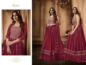 Vêtements de mariage, vente chaude, Faux Georgette lourd avec fil de coton, travail Salwar Kameez avec dupata fournisseur de Surat inde - Product Image 5