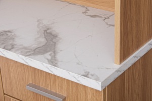 Modern K204 <strong>Table</strong> <strong>Top</strong> <strong>Drawer</strong> with Coffee Bar Kitchen Pantry Cabinet Malaysia Made Solid Surface Wood and MDF Panel Oak Style