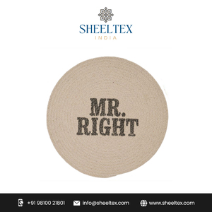 Set of <b>round</b> Natural Shape Printed Cotton Braided Table Mats & Pads PP Decorative <b>Placemats</b> for Home Use - Product Image 2