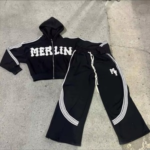 Pakistan Supplier Premium Quality Sweatsuit Printed Sweatsuit 100% Cotton Sweatsuit Pullover Zipper Hoodie And Stacked <b>Pant</b> - Product Image 3