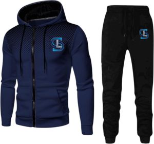 Survêtement de sport pour hommes Survêtement à rayures en polyester Survêtement pour hommes Jogging d'hiver à fermeture éclair complète - Product Image 4