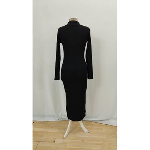 Robe longue à col bénitier et découpes latérales pour femme, 37788 - Noir - Product Image 6