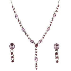 Urthn Pink piedra austriaca rodio-plateado collar conjunto 1102846 joyería de moda para mujeres - Product Image 1