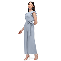 Combinaison décontractée pour femme, prix direct usine, 100 % coton, manches à volants, rayures, taille haute, coupe ajustée, écologique, séchage rapide
