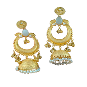 Perles minimales suspendues et pierre de moissanite Jhumkas indiennes subtiles pour les femmes étincelle intemporelle idéale pour les mariages, les occasions spéciales - Product Image 3