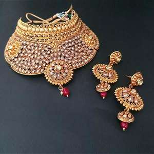 ชุดเครื่องประดับศิลปะนิกิตะสร้อยพลอยเทียมและสร้อยคอทองแดง FBJ0001 - Product Image 1