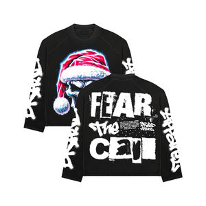 Sudadera de Diseño Nuevo, Corte Personalizado, Felpa Francesa de Algodón Grueso, Estampado, Hombros Caídos, Costuras en Contraste, Ropa Urbana para Hombre - Product Image 1