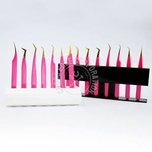 Pinza para extensión de pestañas con punta de fibra personalizada, 45 y 90 grados, volumen ruso, agarre de diamante, herramienta profesional para pestañas - Product Image 4