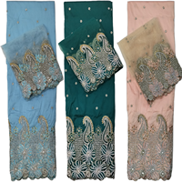 Wrappers George africain nigérian pas cher prix tissu de soie pour robe de mode brodé décoration par le vendeur indien fabricant