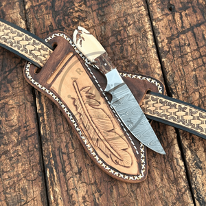 Cuchillo de caza de hoja fija de acero de Damasco hecho a mano al por mayor con logotipo personalizado, proveedor de fábrica OEM de marca privada para exteriores - Product Image 3