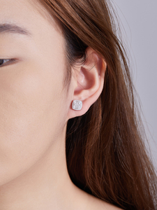 Pendientes de Diamantes Moissanite Cultivados en Laboratorio con Certificación IGI para Mujer, Oro Blanco de 14k, Plata de Ley 925, Corte Brillante Clásico - Product Image 4