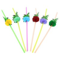 Pailles jetables créatives en forme de cocotier hawaïen Pailles de fête Paille fluorescente pour fête d'anniversaire