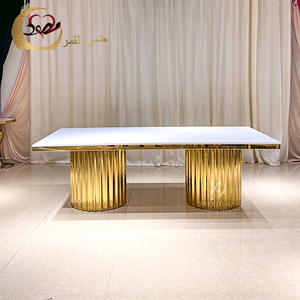 Mesa de Comedor de Lujo Moderna con Base de Acero Inoxidable y Tapa Rectangular de MDF, Muebles de Comedor Personalizados para Uso en Hoteles, Feidao - Product Image 1
