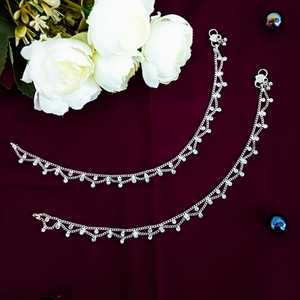 Indian Traditional Jewellery Supplier Crystal Bell Charm Tassel Bridal <b>Anklet</b> Set Bracelet Payal Indian Wholesaler Jewelry for W - Product Image 2