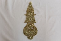 Applique en tissu artisanal pour mariée, en forme de cœur, ornée de perles Zari, de perles Kundan et de broderies perlées, sur toile, de haute qualité