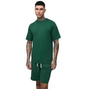 ชุดกางเกงขาสั้นและเสื้อยืดผ้าฝ้าย100% ชุดเสื้อผ้าลำลองโอเวอร์ไซส์สำหรับผู้ชายชุดเสื้อผ้าคู่สำหรับใส่โลโก้แบบกำหนดเอง - Product Image 1