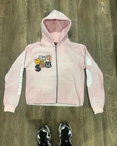 Fabricant de sweats à capuche teintés au soleil avec fermeture éclair complète sérigraphie à la demande pull pour hommes broderie unie sweats à capuche courts personnalisés - Product Image 2