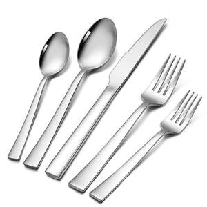 Indian-Made Engraved Stainless Steel Cutlery Set Classic Italian <b>Flatware</b> in Silver & Gold Reusable Kitchen Supply for Weddings - Product Image 5