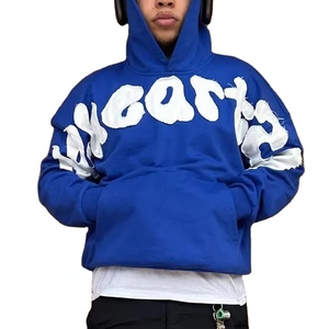 Best Price Low MOQ Custom Manufacturer <b>Men</b> Boxy Fit <b>Pullover</b> <b>Men</b> Hoodies Distressed Embroidery Unique Design Autumn Winter Wear - Product Image 2