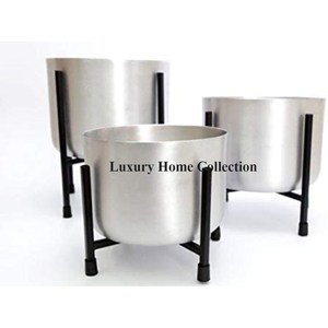 Nouvelle finition émaillée de couleur unique en aluminium coulé grands pots et jardinières d'affichage de fleurs décoratives extérieures et intérieures d'Inde - Product Image 4