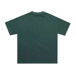 Fabrication sur mesure de t-shirts bleu foncé brodés, t-shirt coupe box, t-shirt unisexe en coton pour homme - Product Image 6