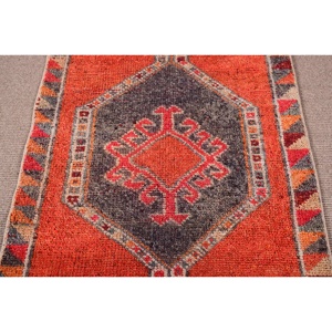 Tapis turc vintage 3,2x12,3 pi (96x374 cm), tapis rouge uni Herki - Product Image 3