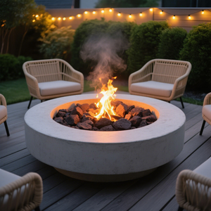 Cheminée ronde de table en <span class=keywords><strong>pierre</strong></span> moderne de haute qualité GRC/GFRC avec pot de bol en béton sans fumée pour villas - Product Image 2