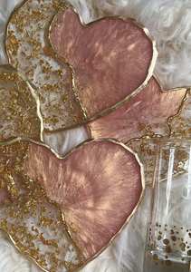 GLITTER Handmade Luxury Resin Coasters Customizable Coloured Square Pads for Table <b>Set</b> of Kitchen Mat Best Price - Product Image 4