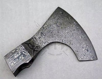 Damaszener Stahl Kopf Kohlenstoffstahl Geschmiedeter Doppelklingen-Tomahawk-Axtkopf mit individuellem Logo, Industriequalität, Holzgriff, Hohe Qualität