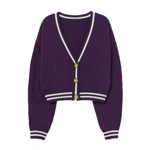 Suéter Clásico de Moda para Mujer, Manga Larga, Personalizado con Logotipo Bordado en Chenilla, Holgado, Cuello en V, Talla Grande, para Invierno - Product Image 2