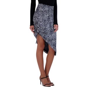 BCBGMAXAZRIA Gonna da donna in raso con stampa leopardata asimmetrica taglia 4 morbida con vita naturale nera - Product Image 3