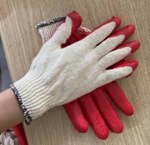 Guantes de Seguridad de Punto con Recubrimiento de Látex de Algodón Reutilizables, Antideslizantes y Resistentes a Cortes, Recubiertos de Goma Vietnamita, Calibre 10, Protección para Jardinería - Product Image 5