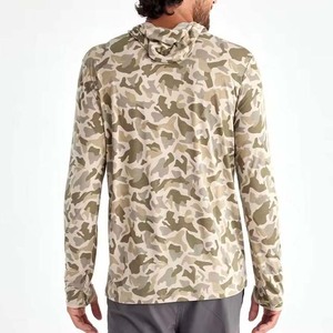 เสื้อตกปลาแขนยาวผ้าคอตตอนเสื้อตกปลามีฮู้ดผ้า100% UPF 50 + แห้งเร็ว - Product Image 5